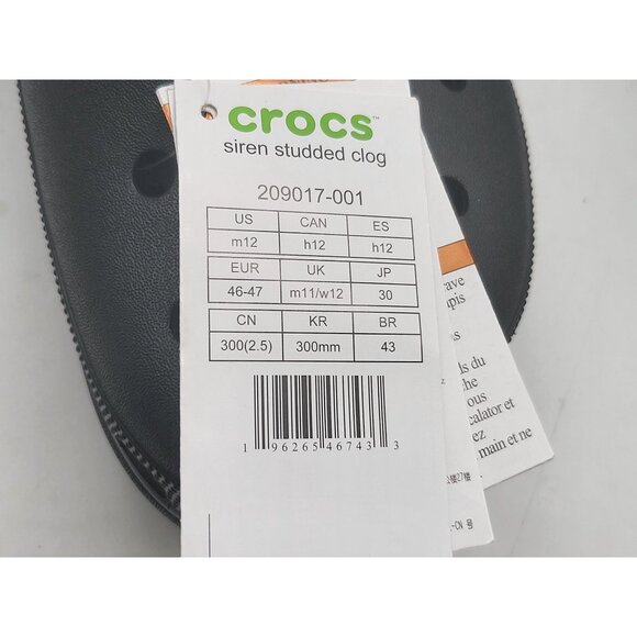 Crocs Siren Studded Heel Clog Black Mens Size 12 Mens 209017 001 - Picture 10 of 10